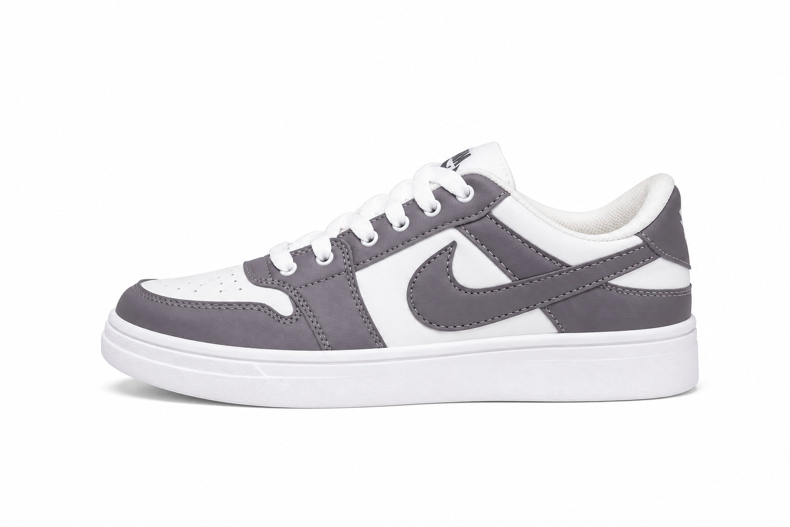 White & Grey Low-Top Sneakers